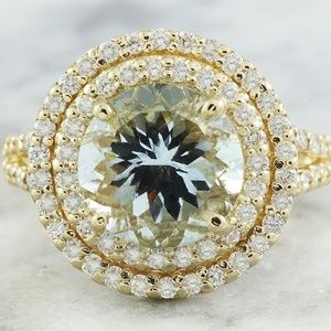4.39 Carat Aquamarine 14K Yellow Gold Diamond Ring